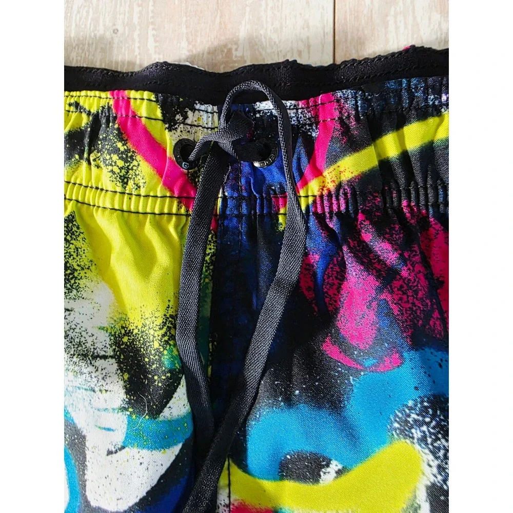 Speedo Mens‎ XL Volley Swim Trunks Purple Abstract Graffiti 4-Way Stretch NWT